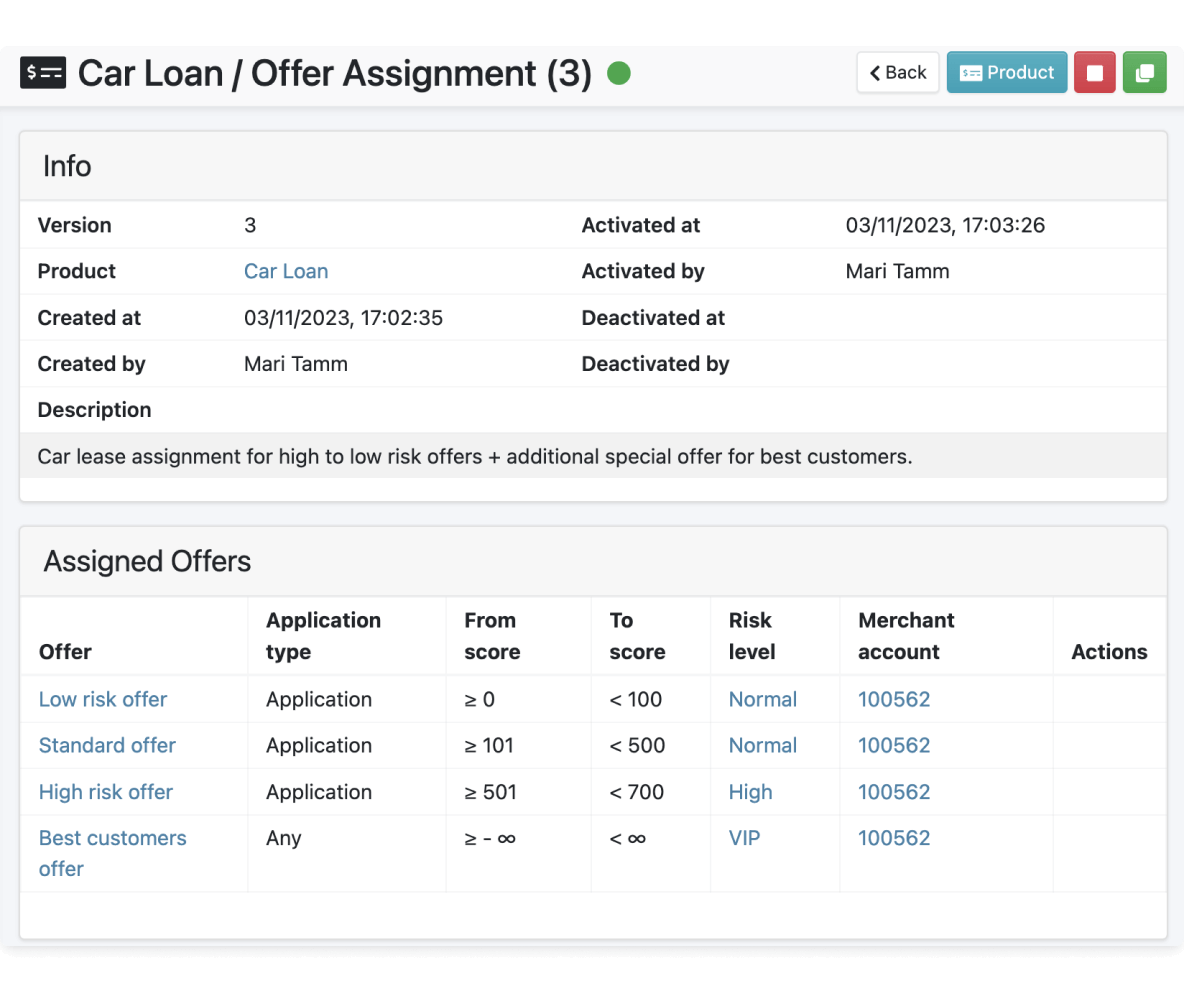 Lease product setup